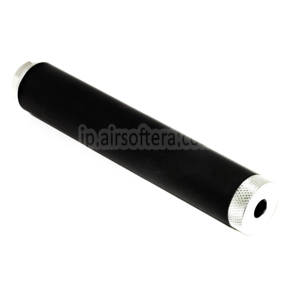 DOUBLE BELL 194mm/204mm x 35mm サプレッサー サイレンサー -14mm CCW 反時計回りネジ ライフル用 エアソフトガン ブラック/シルバー