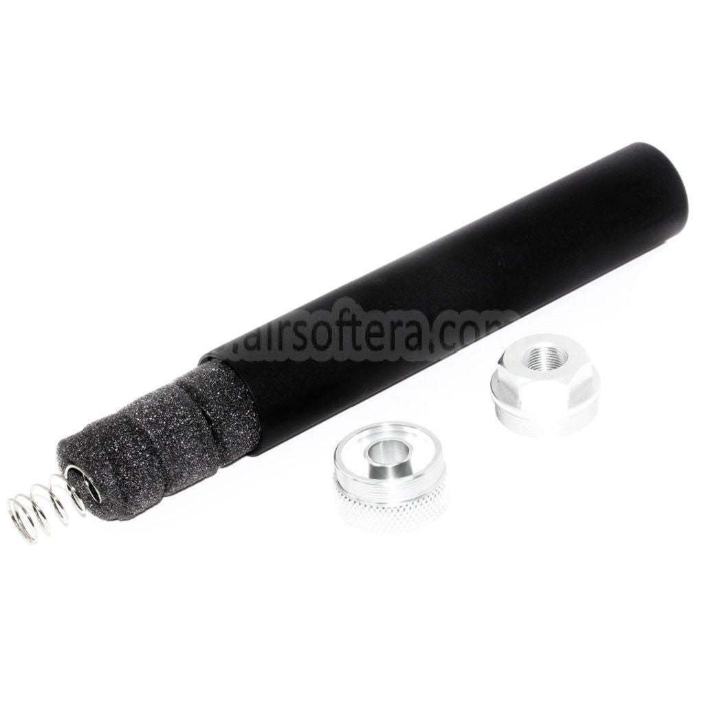 DOUBLE BELL 194mm/204mm x 35mm サプレッサー サイレンサー -14mm CCW 反時計回りネジ ライフル用 エアソフトガン ブラック/シルバー