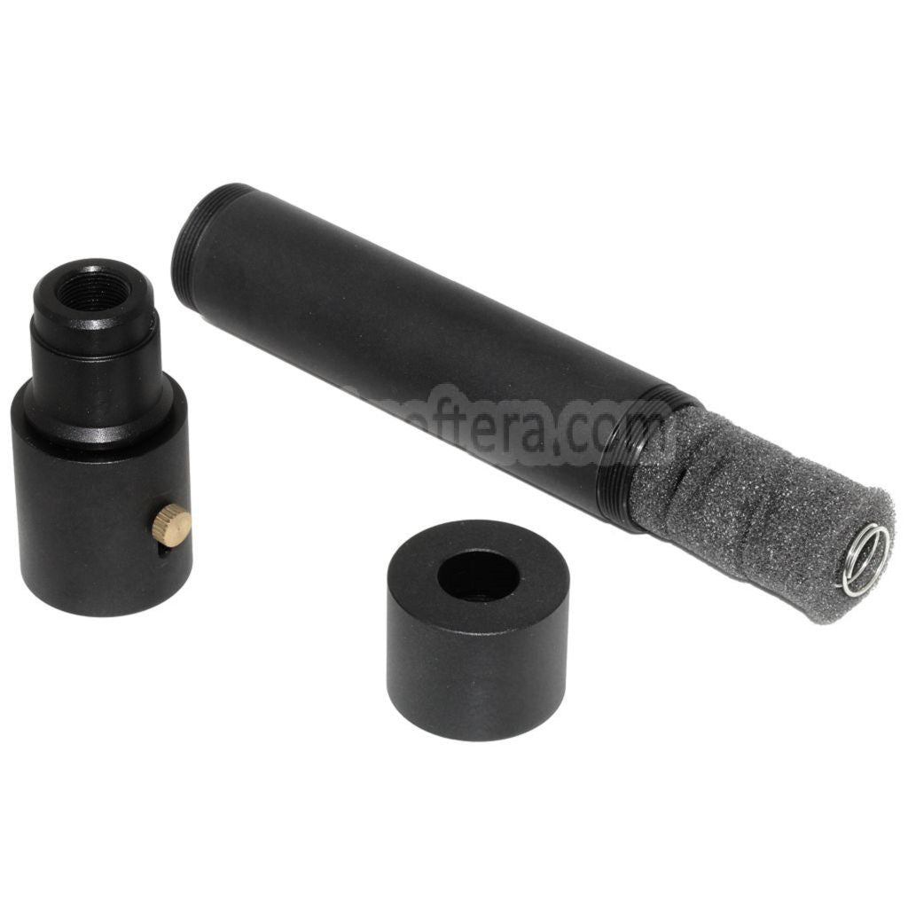 DOUBLE BELL 173mm/203mm x 34mm MPX QD サプレッサー サイレンサー（フラッシュハイダー付き） -14mm CCW 反時計回りネジ バレルライフル用 エアソフトガン ブラック