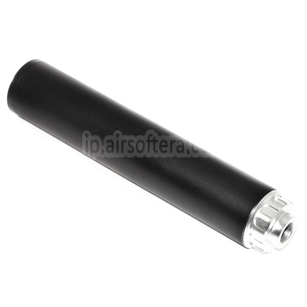 DOUBLE BELL 198mm/204mm x 43mm サプレッサー サイレンサー（-14mm CCW 反時計回りネジ ライフル エアガン）ブラック/シルバー