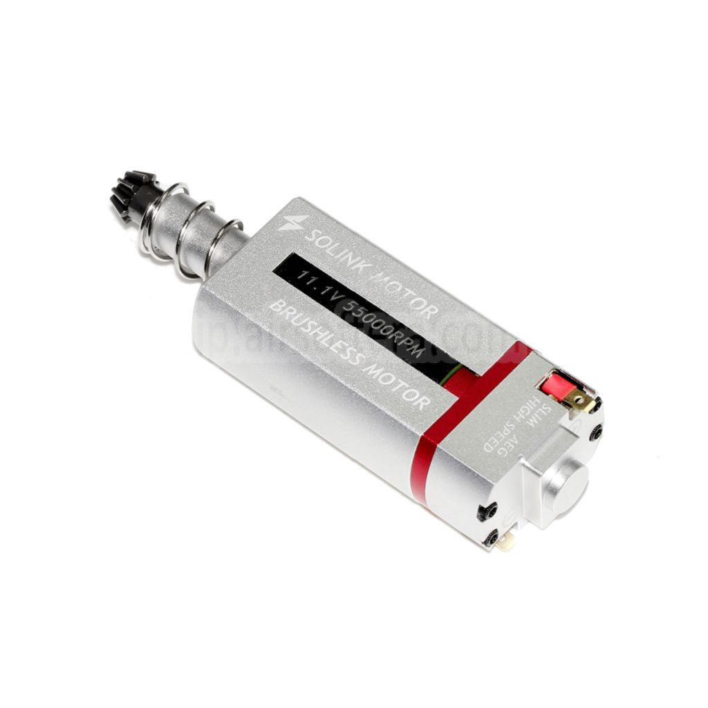 SOLINK 超薄型ブラシレス超高速モーター（ロングアクスル）11.1V 55000RPM M4 M16 MP5 G3 P90シリーズ V2ギアボックス AEGライフル エアガンに適合