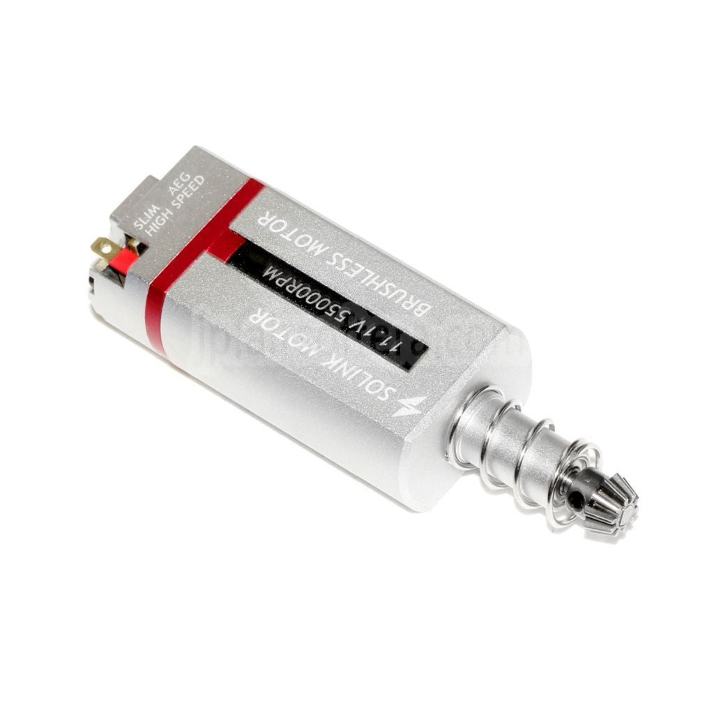 SOLINK 超薄型ブラシレス超高速モーター（ロングアクスル）11.1V 55000RPM M4 M16 MP5 G3 P90シリーズ V2ギアボックス AEGライフル エアガンに適合