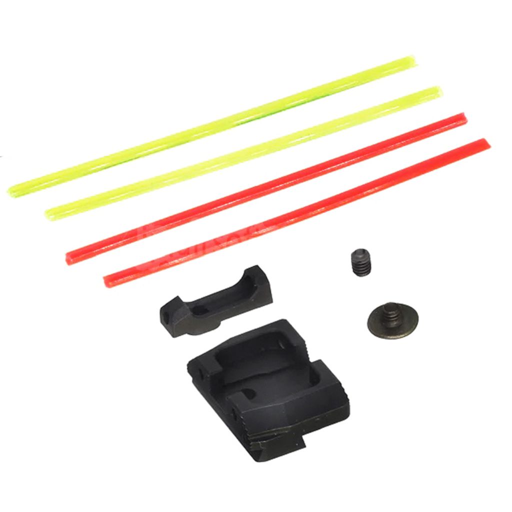 Guns Modify GM CNCスチール ロープロファイル ファイバーオプティック フロントリアサイトセット Umarex VFC Gシリーズ バージョン1 GBBピストル エアソフトガン対応