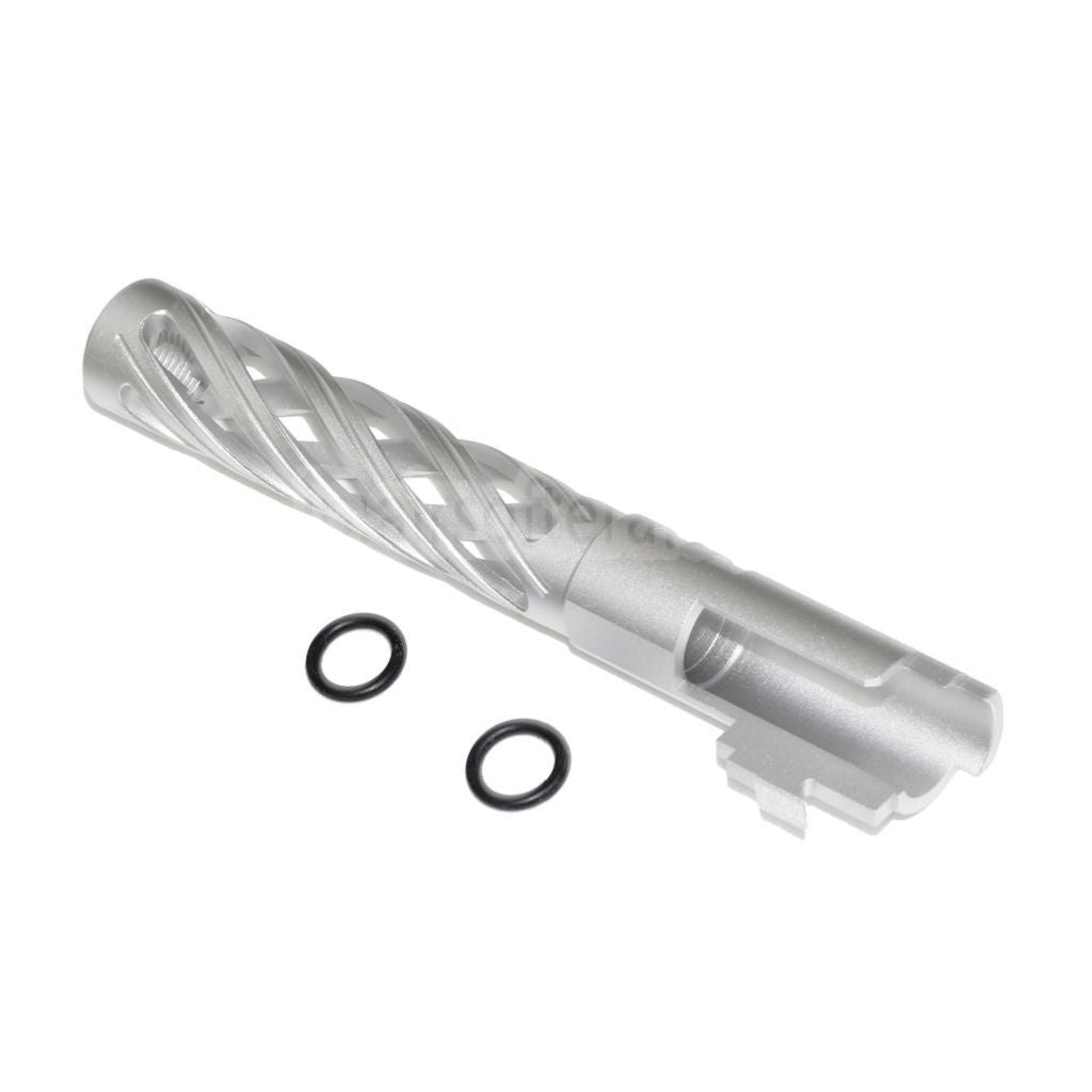 5KU 5インチ 123/127mm CNC トルネードスパイラル 中空アウターバレル +11mm CW ARMORER WORKS AW WE-TECH 東京マルイ HI-CAPA 5.1 GBB ピストル エアソフト