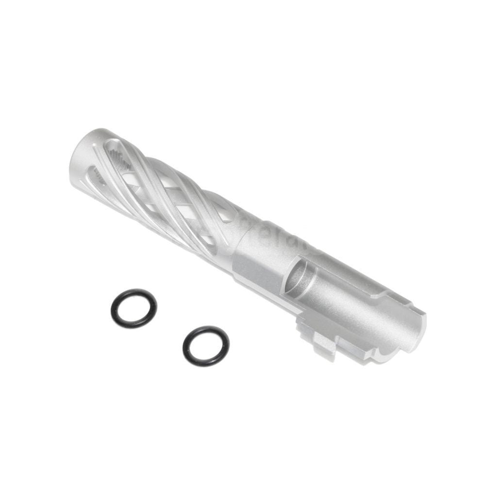 5KU 4.3インチ 106mm/110mm CNC トルネードスパイラル 中空アウターバレル +11mm CW 東京マルイ HI-CAPA 4.3 GBB ピストルに適合