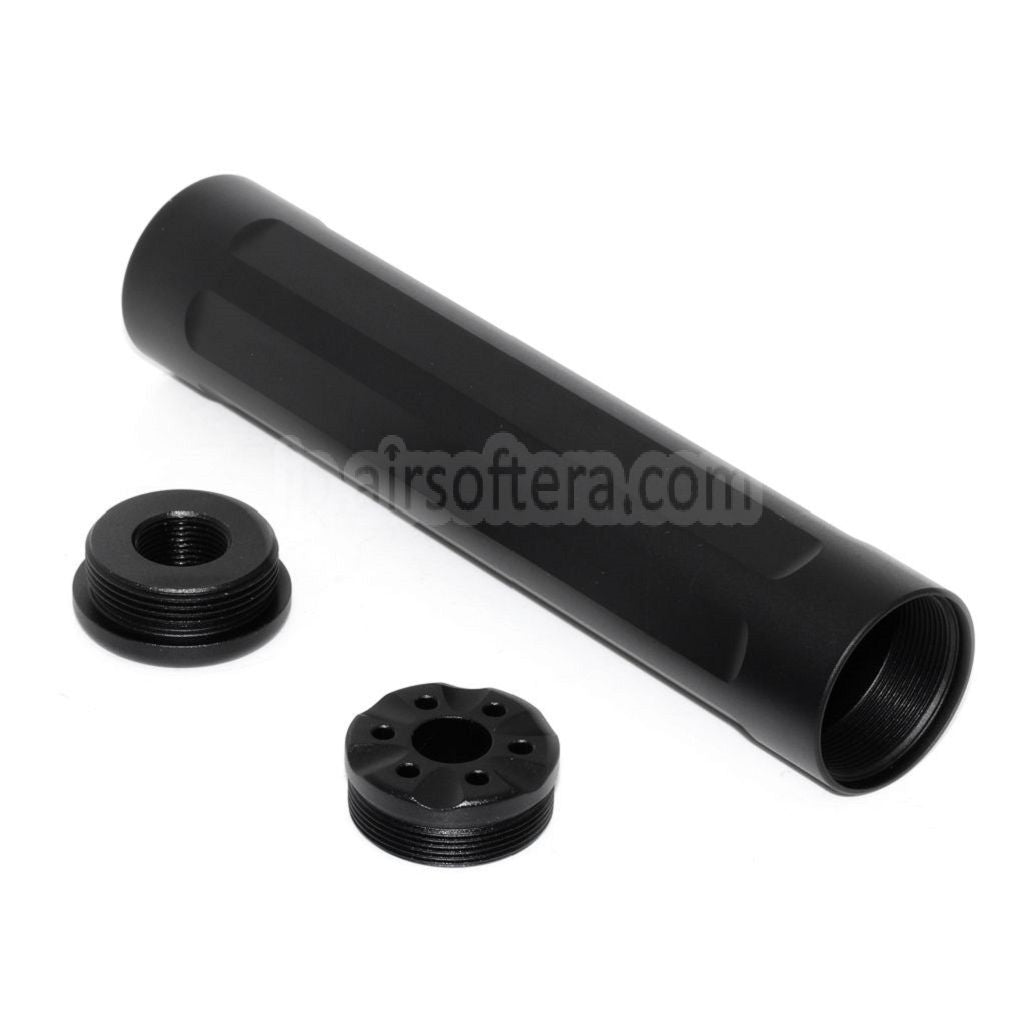 5KU 157mmバレルエクステンション モックサプレッサーサイレンサー -14mm CCW 反時計回りネジ Action Army AAP-01シリーズ GBBピストル対応 ブラック