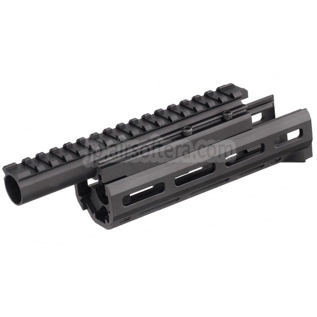 Hephaestus 6.5インチ 160mm CNCアルミ製 M-LOKハンドガード 20mmレールガスチューブ付き GHK LCT AKS-74Uシリーズ AEG GBBライフル対応 ブラック