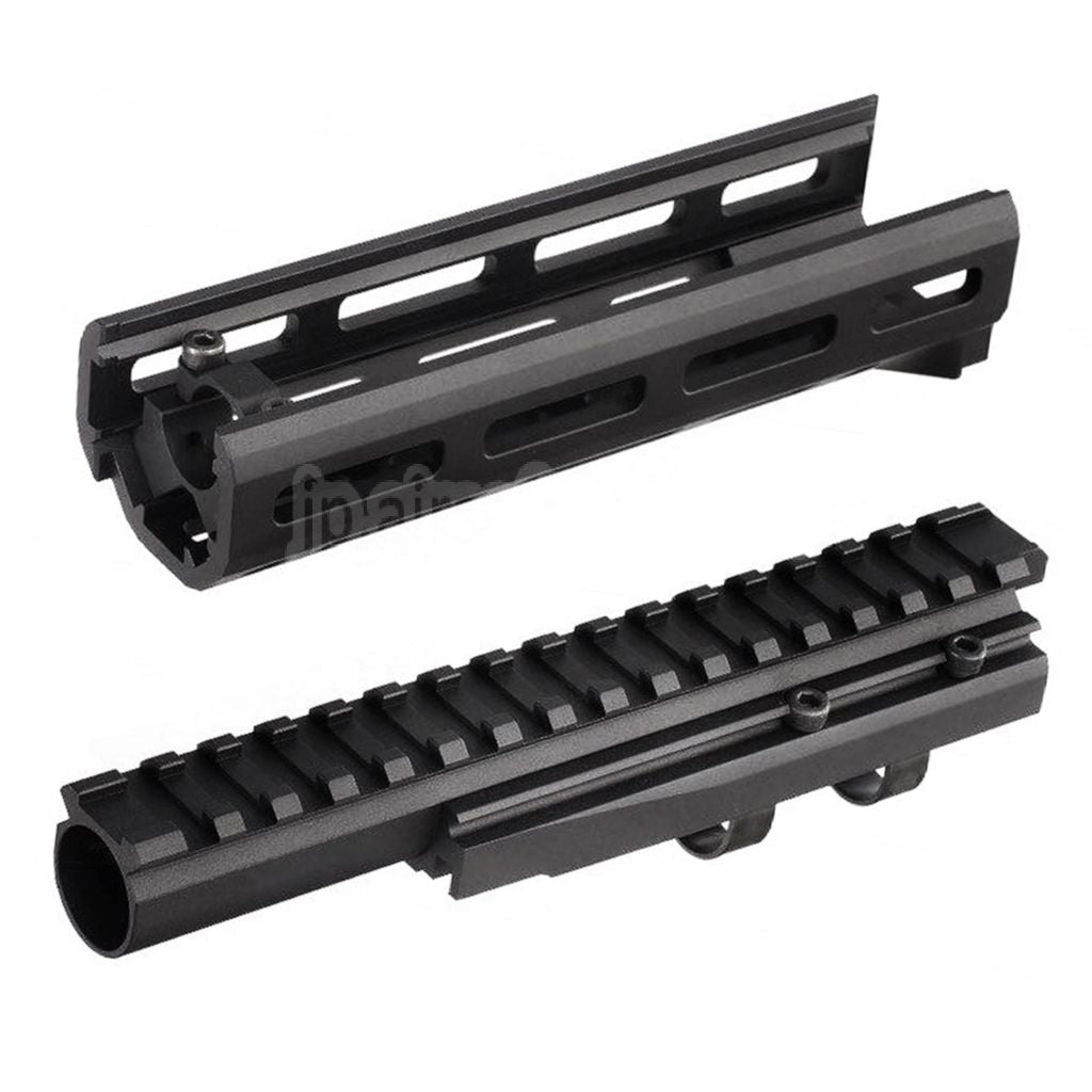 Hephaestus 6.5インチ 160mm CNCアルミ製 M-LOKハンドガード 20mmレールガスチューブ付き GHK LCT AKS-74Uシリーズ AEG GBBライフル対応 ブラック
