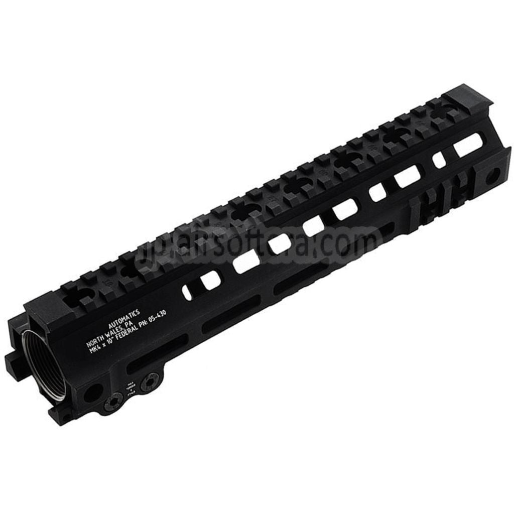 Z-Parts アルミ製 255mm 10インチ MK4 M-LOK ハンドガードレールシステム バレルナット付き GHK M4シリーズ GBBライフル対応 エアソフト ブラック