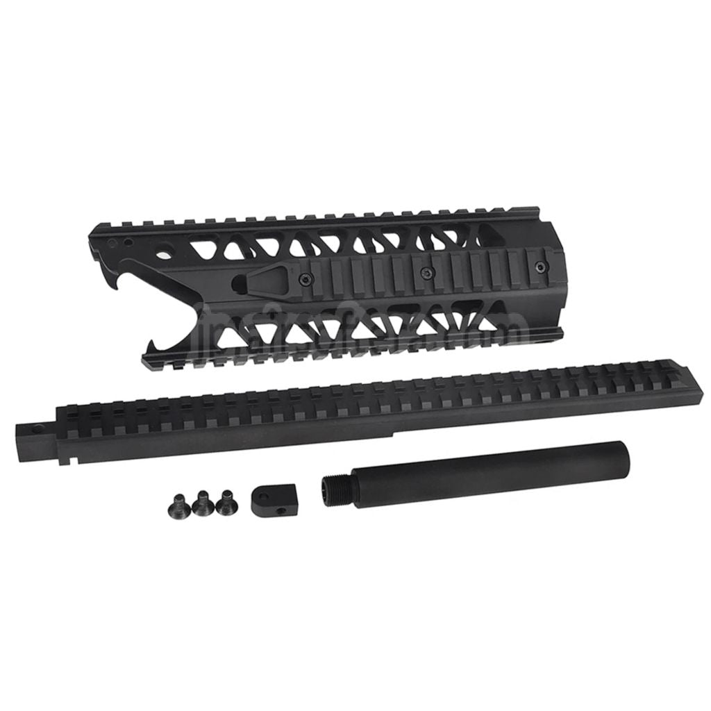 ARMY ARMAMENT 9インチ 4面レール Raptor RAS Keymodインターフェース ハンドガードレールシステム ARMY ARMAMENT R908 AUG AEGライフル エアガン ブラック