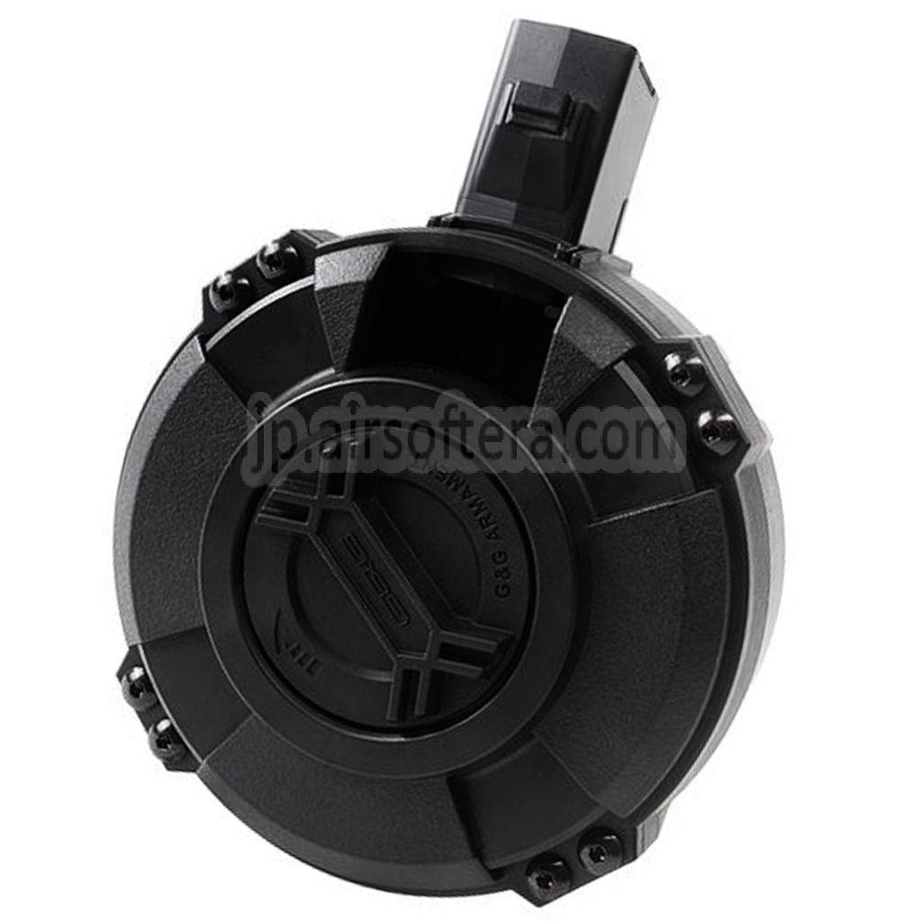 G&G 1730発ポリマー製手動巻きドラムマガジン（G&G PRK9シリーズ電動ガンライフル対応、エアソフトガン用ブラック）