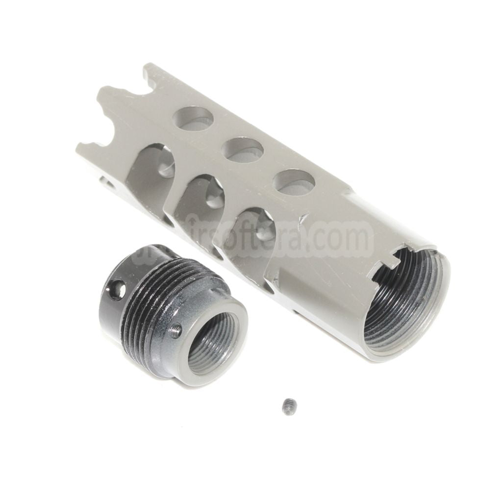 CYMA DTK-1スタイル マズルブレーキ フラッシュハイダー アダプター付き -14mm逆ネジバレル ライフル エアガン用