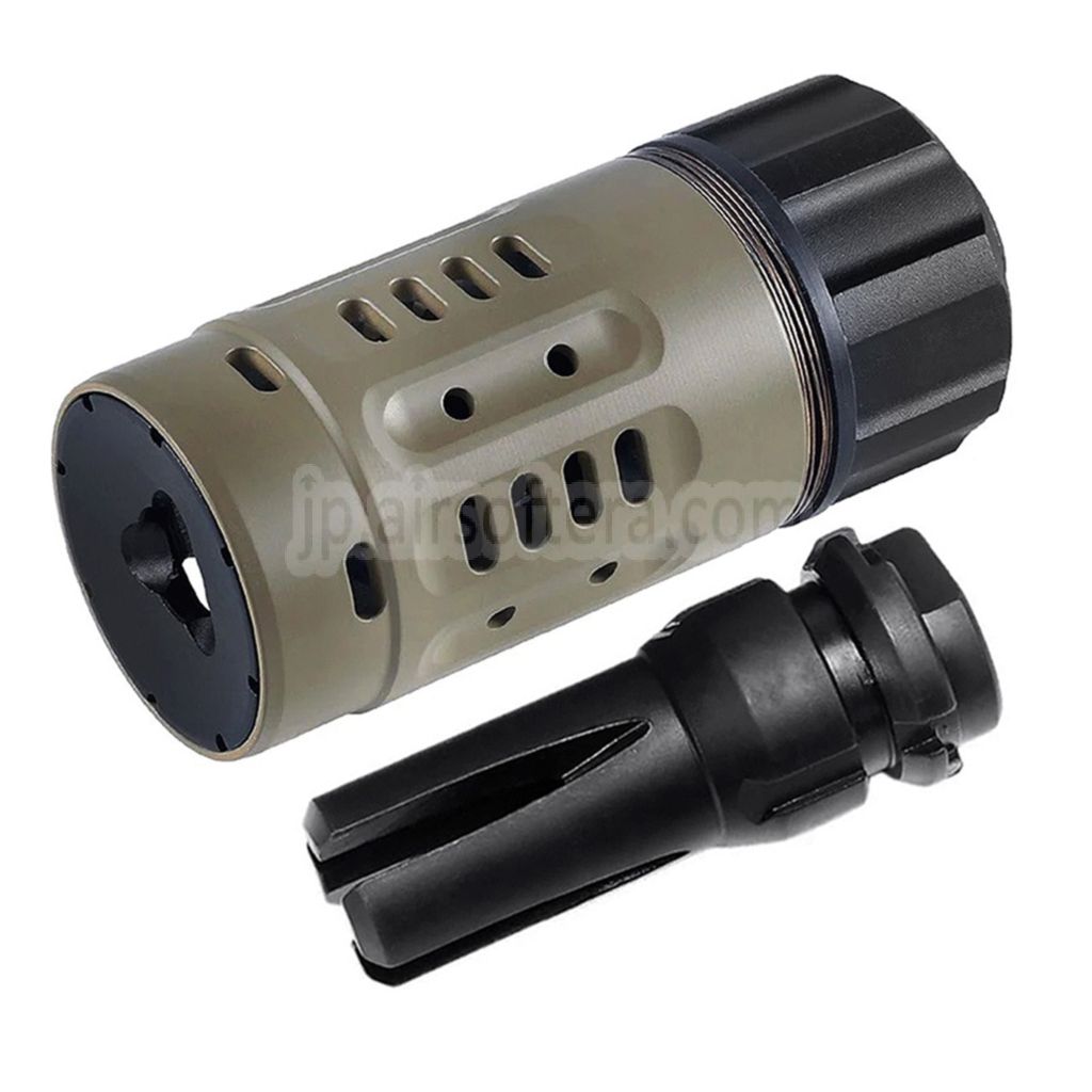 5KU Pyro 強化された4本爪フラッシュハイダー付きマズルブレーキ  -14mm CCW 反時計回りネジ