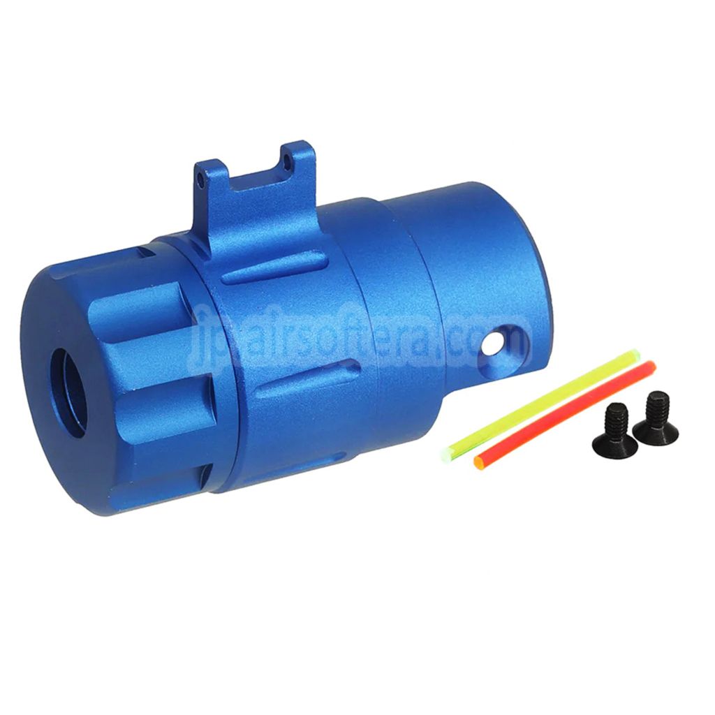 5KU CNCアルミ製 ファイバーオプティックフロントサイトサイレンサーアダプターキット -14mm逆ネジ ACTION ARMY AAP01 GBBピストル エアソフトガン対応