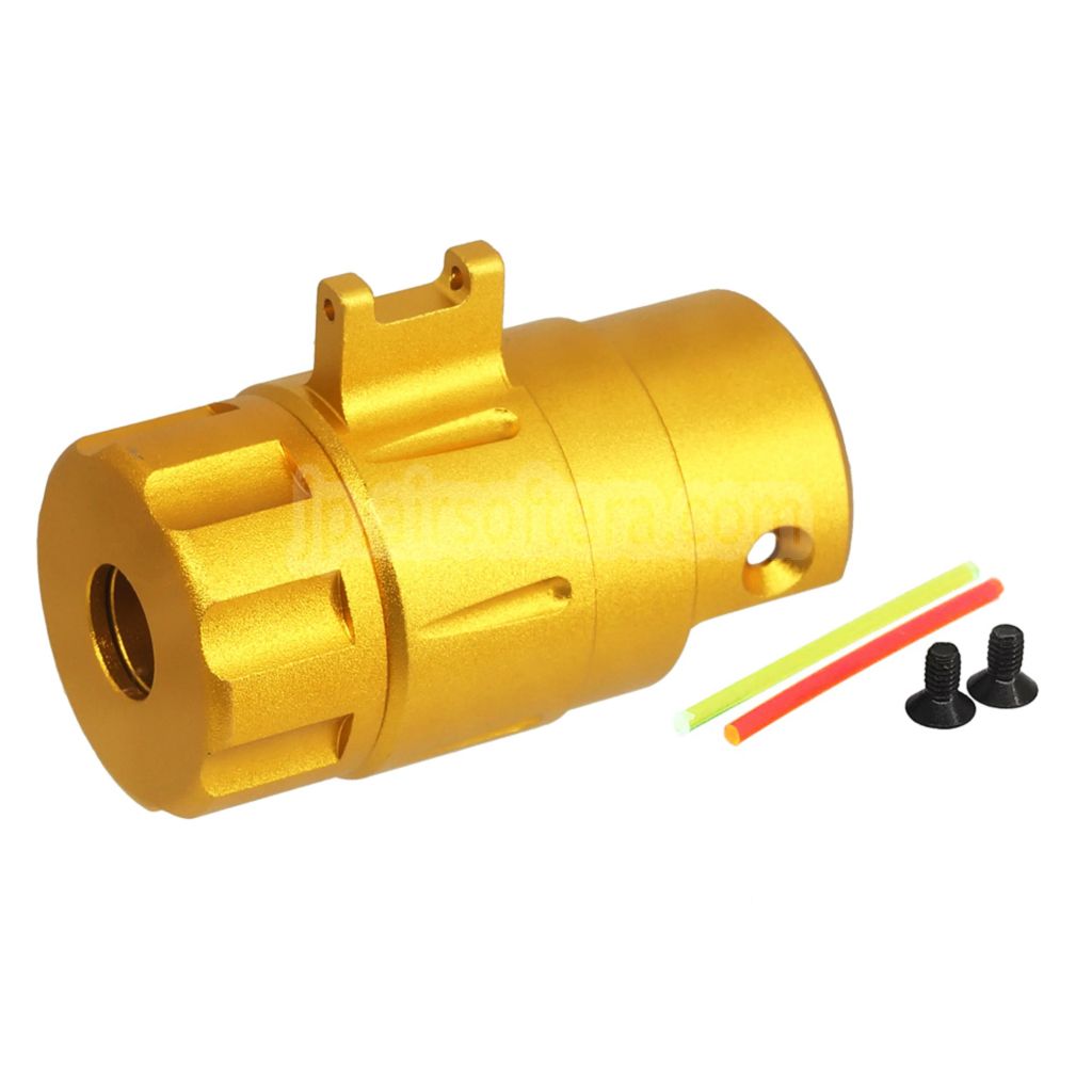 5KU CNCアルミ製 ファイバーオプティックフロントサイトサイレンサーアダプターキット -14mm逆ネジ ACTION ARMY AAP01 GBBピストル エアソフトガン対応