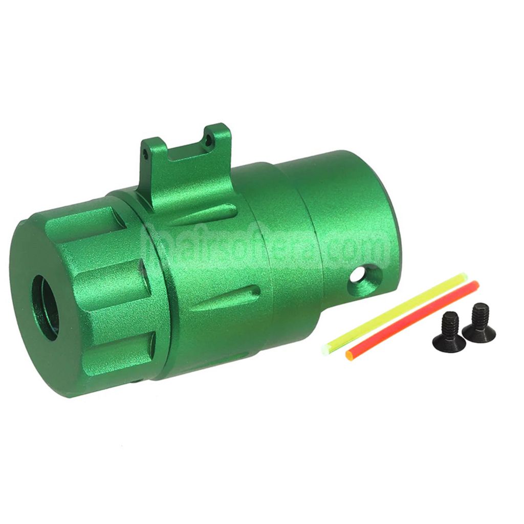 5KU CNCアルミ製 ファイバーオプティックフロントサイトサイレンサーアダプターキット -14mm逆ネジ ACTION ARMY AAP01 GBBピストル エアソフトガン対応