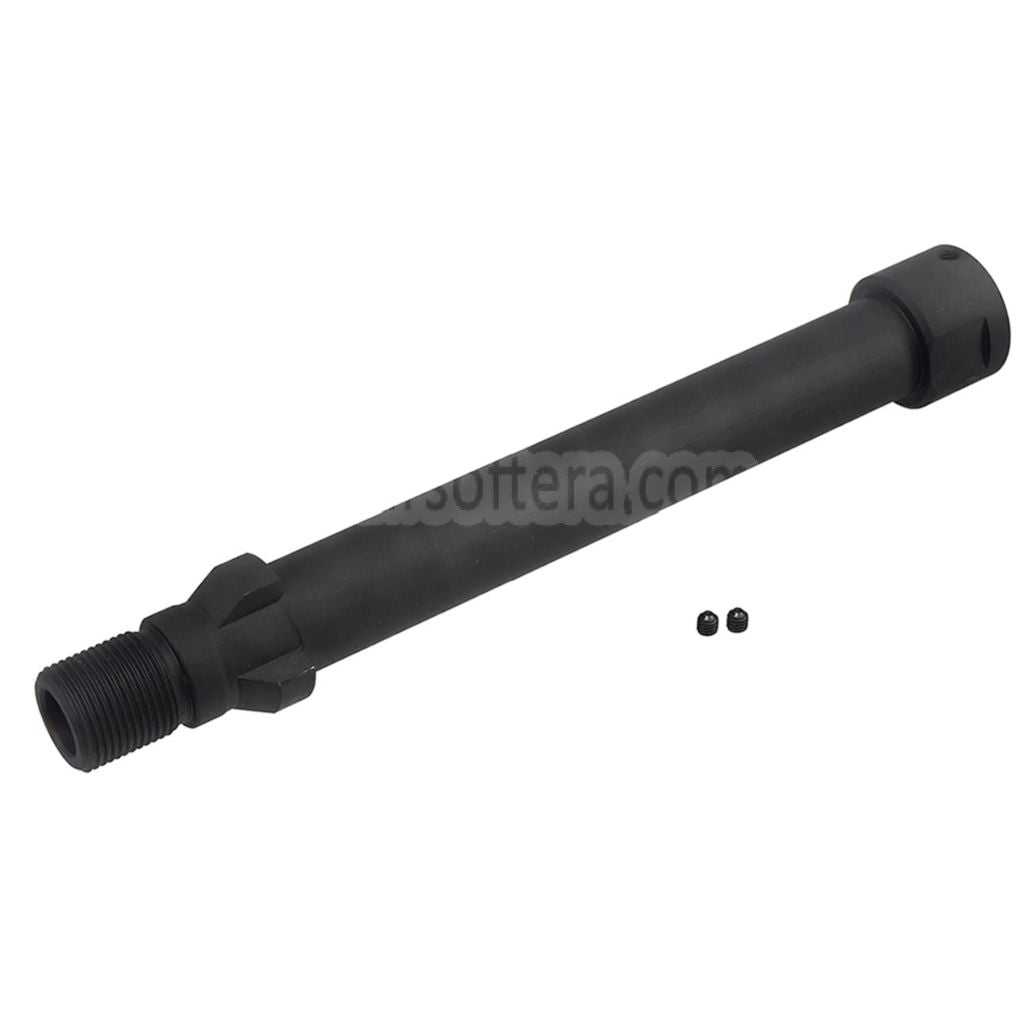 BBT 142mm CNCスチールアウターバレル -14mm CCW 反時計回りネジ マルヤマ SCW-9 PRO-Gシリーズ GBB SMGライフル エアガン用 ブラック