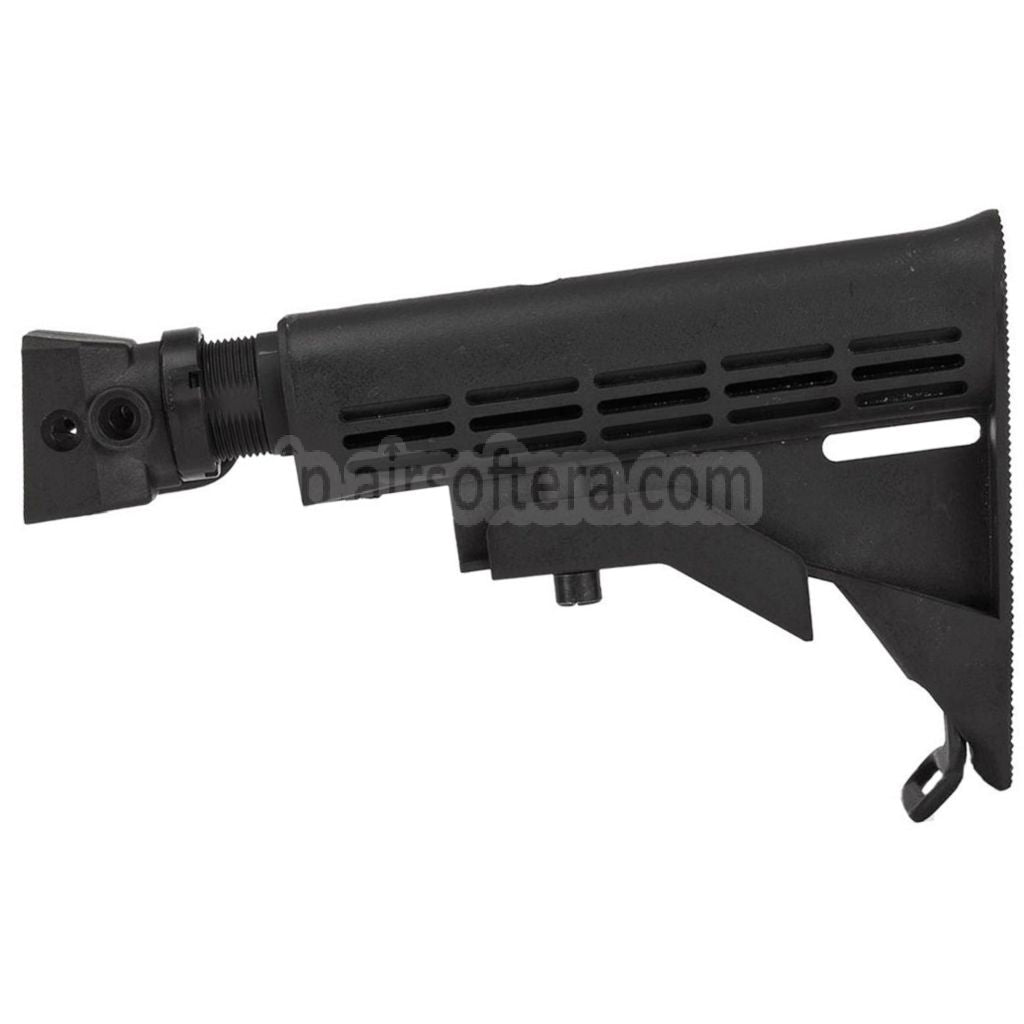 CYMA LEスタイル 6ポジション リトラクタブルライフルストックストックアダプターQDスリングスイベルバッファーチューブ付き   AKシリーズAEGライフルエアソフトガンに適しています  ブラック