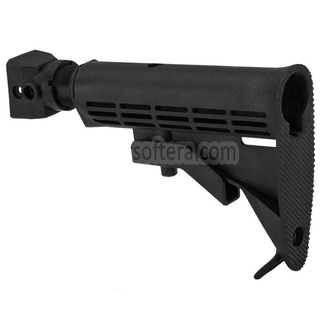 CYMA LEスタイル 6ポジション リトラクタブルライフルストックストックアダプターQDスリングスイベルバッファーチューブ付き   AKシリーズAEGライフルエアソフトガンに適しています  ブラック