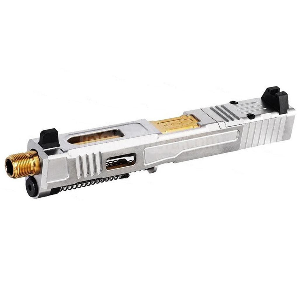 VFC CNCステンレススチール製 Fowler Industries MKII コンプリートアッパースライドバレルセット Elite Force VFC G17 Gen5 GBBピストルに適合 エアソフト シルバー