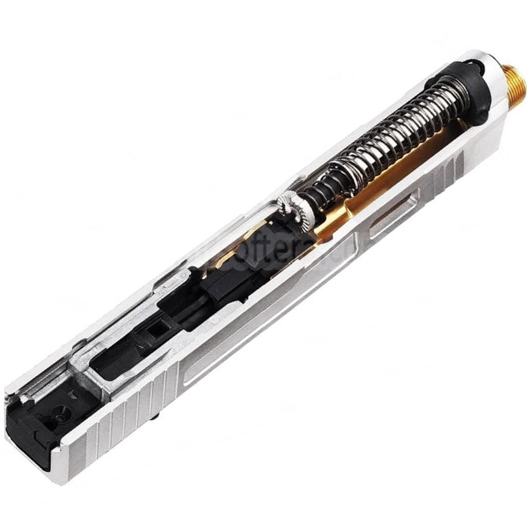 VFC CNCステンレススチール製 Fowler Industries MKII コンプリートアッパースライドバレルセット Elite Force VFC G17 Gen5 GBBピストルに適合 エアソフト シルバー