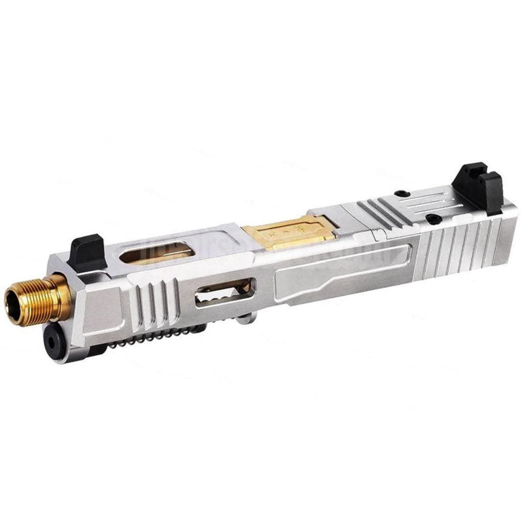 VFC CNCステンレススチール製 Fowler Industries MKII コンプリートアッパースライドバレルセット Elite Force VFC G19X G45 GBBピストルに適合 エアソフト シルバー