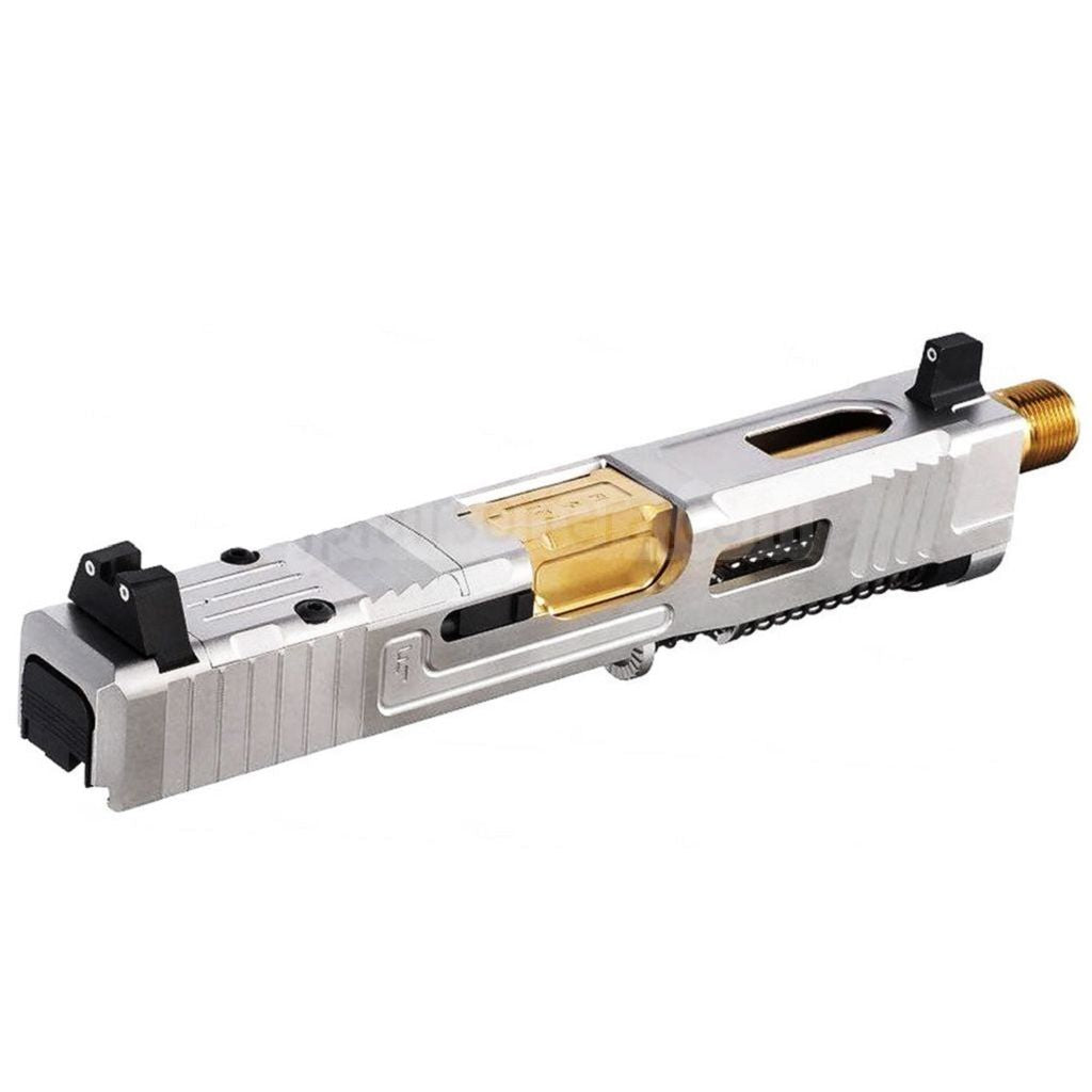 VFC CNCステンレススチール製 Fowler Industries MKII コンプリートアッパースライドバレルセット Elite Force VFC G19X G45 GBBピストルに適合 エアソフト シルバー