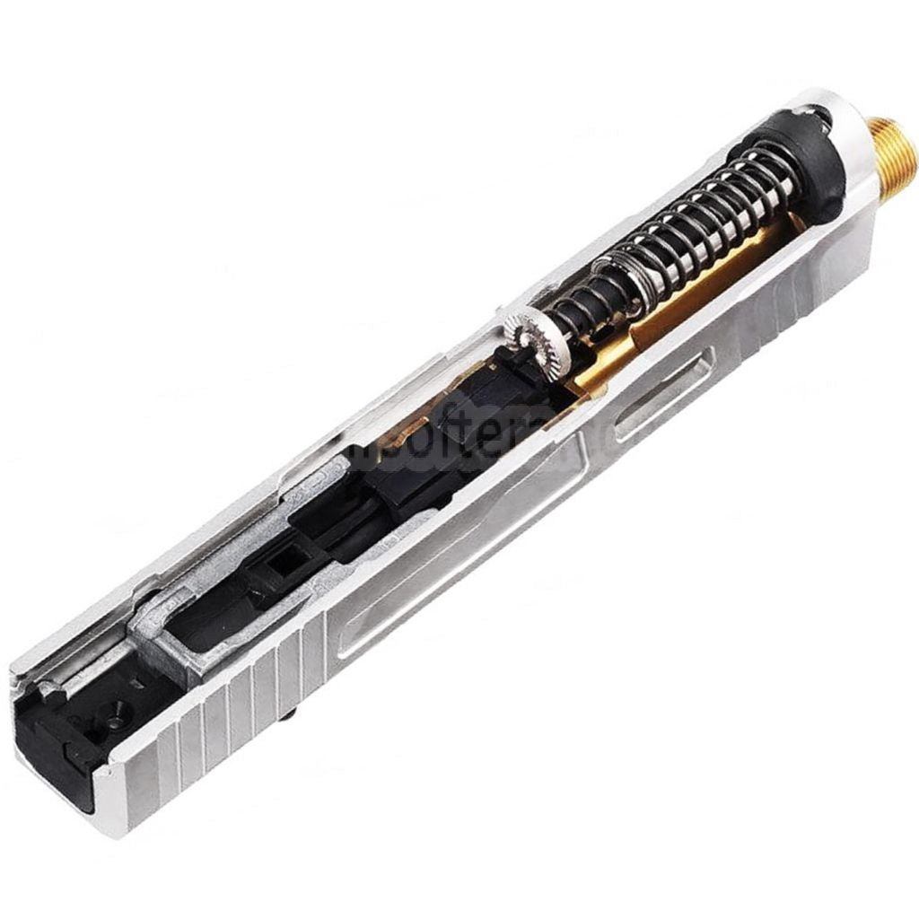 VFC CNCステンレススチール製 Fowler Industries MKII コンプリートアッパースライドバレルセット Elite Force VFC G19X G45 GBBピストルに適合 エアソフト シルバー