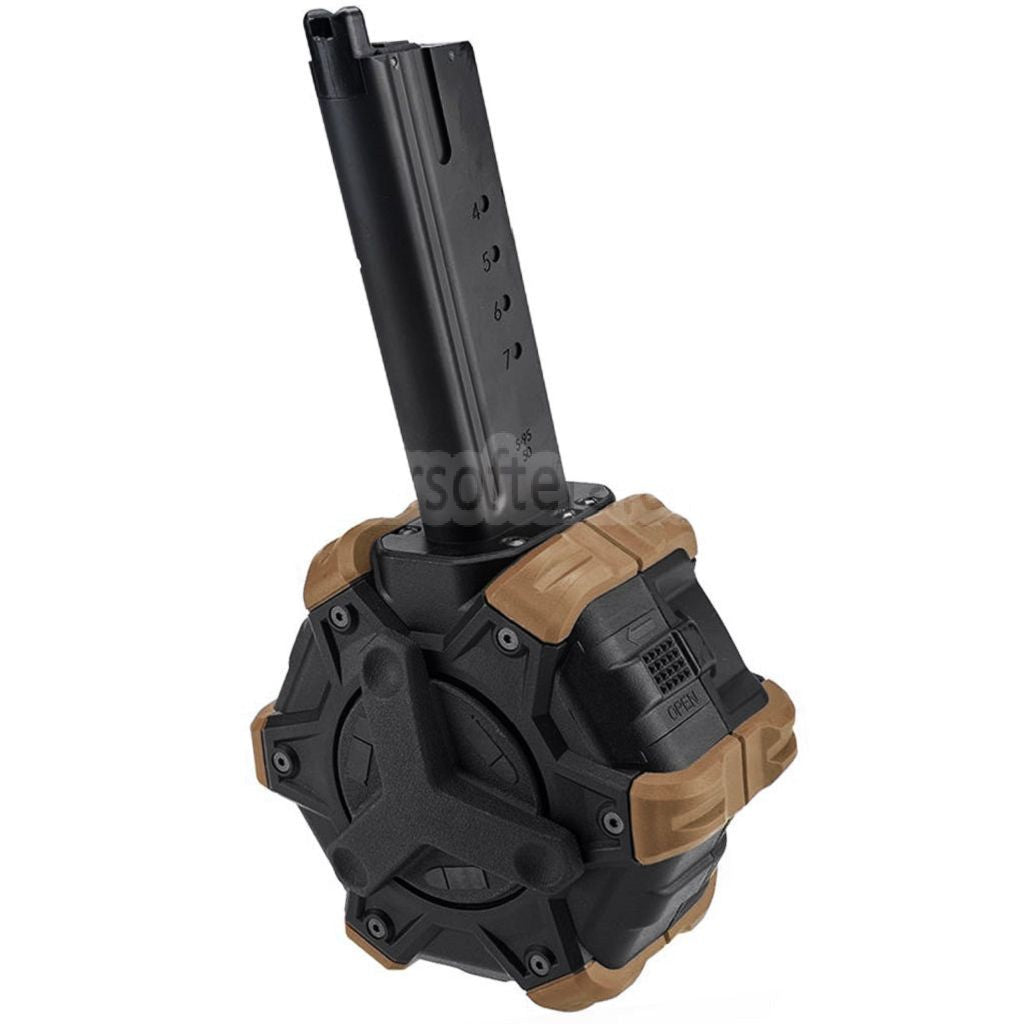 ARMORER WORKS AW カスタム 350発ガスアダプティブドラムマガジン（ARMORER WORKS AW / WE (WE-TECH) デザートイーグル GBBピストル対応）