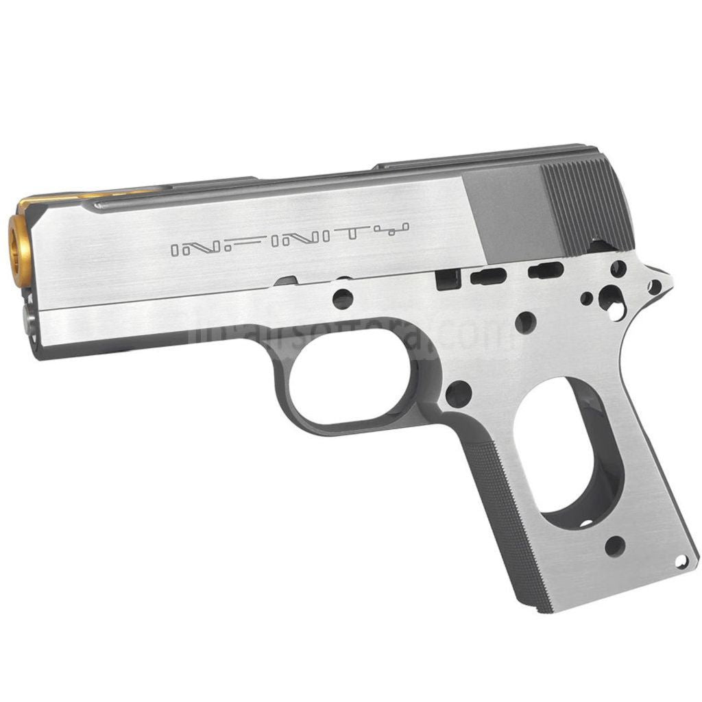 Bomber Airsoft CNC アルミニウム SVI Infinity Tiki スタイル バレルスライドフレームキットセット   東京マルイ V10シリーズ GBBピストルに適合   シルバー