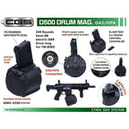 CYMA 500発 電動サウンドコントロールガスドラムマガジン    CYMA CGS 東京マルイ M4 シリーズ MWS GBB ライフル エアソフトガンに適合   ブラック